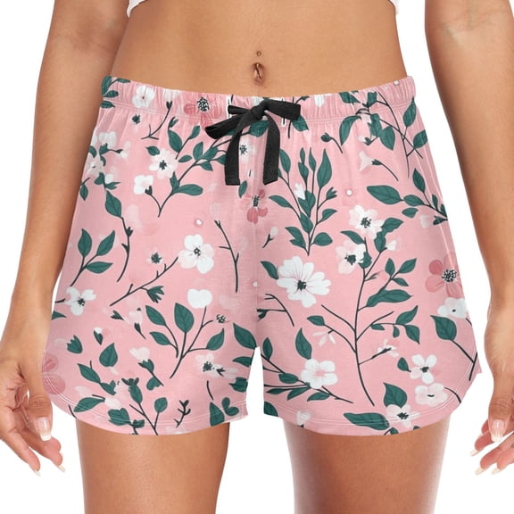 Women's Soft Sleep Shorts Relaxed Fit Lounge Pajama Bottoms Shorts for Women Pajama for Home and Comfort Pink Floral Pattern