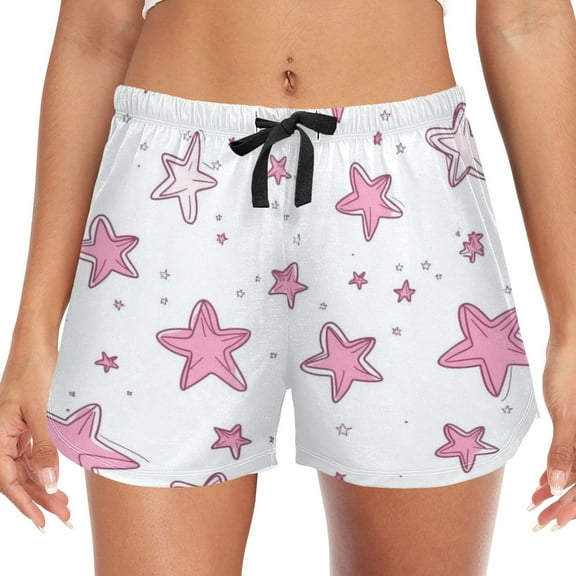 Women's Soft Sleep Shorts Relaxed Fit Lounge Pajama Bottoms Shorts for Women Pajama for Home and Comfort Pink Stars