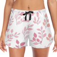thumbnail image 1 of Women's Soft Sleep Shorts Relaxed Fit Lounge Pajama Bottoms Shorts for Women Pajama for Home and Comfort Pink and Coral Leaves, 1 of 8