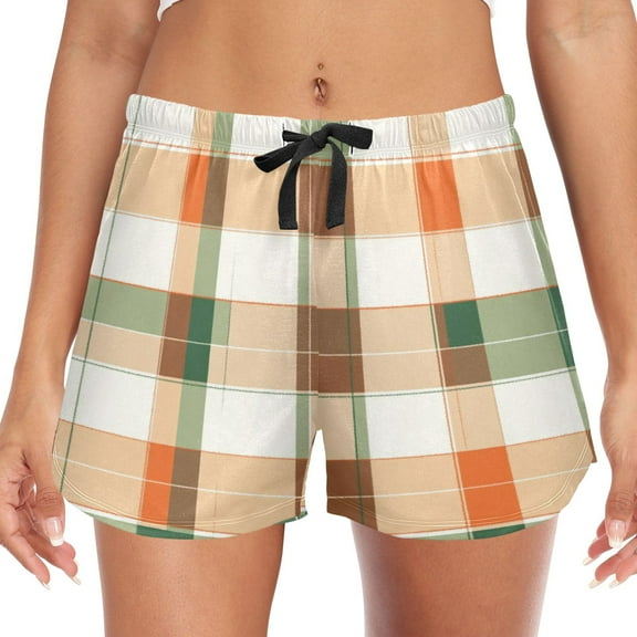 Women's Soft Sleep Shorts Relaxed Fit Lounge Pajama Bottoms Shorts for Women Pajama for Home and Comfort Plaid Pattern