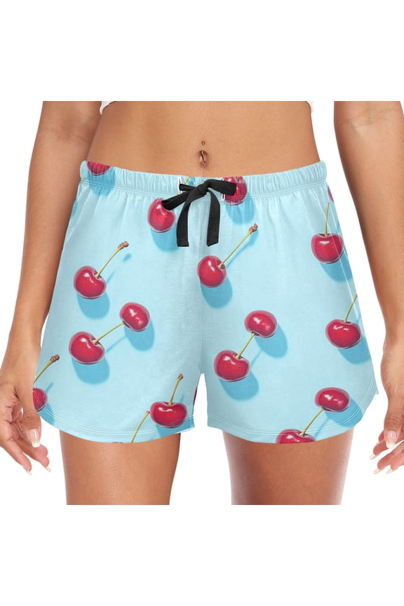 Women's Soft Sleep Shorts Relaxed Fit Lounge Pajama Bottoms Shorts for Women Pajama for Home and Comfort Small Cherry