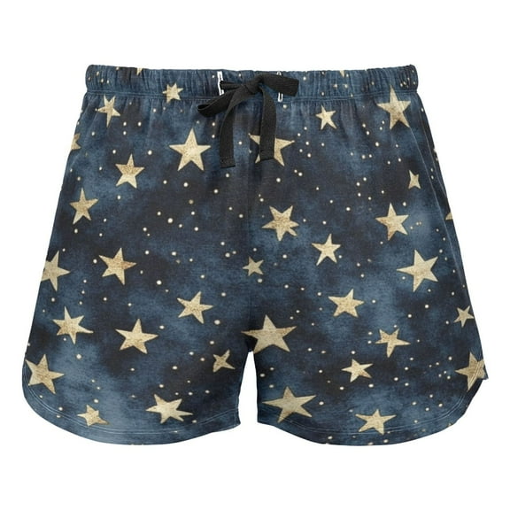 Women's Soft Sleep Shorts Relaxed Fit Lounge Pajama Bottoms Shorts for Women Pajama for Home and Comfort Small Gold Stars Pattern