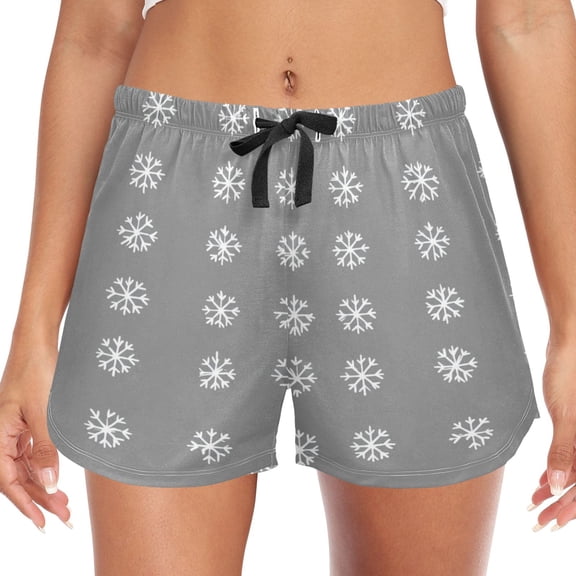 Women's Soft Sleep Shorts Relaxed Fit Lounge Pajama Bottoms Shorts for Women Pajama for Home and Comfort Small Snowflakes