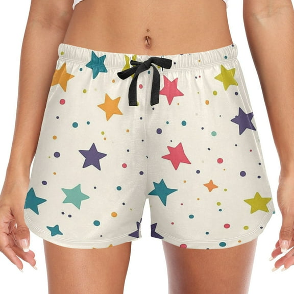 Women's Soft Sleep Shorts Relaxed Fit Lounge Pajama Bottoms Shorts for Women Pajama for Home and Comfort Stars and Dots