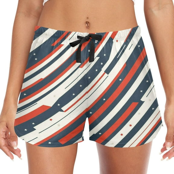 Women's Soft Sleep Shorts Relaxed Fit Lounge Pajama Bottoms Shorts for Women Pajama for Home and Comfort Stripes and Stars Pattern