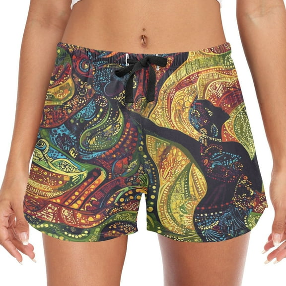 Women's Soft Sleep Shorts Relaxed Fit Lounge Pajama Bottoms Shorts for Women Pajama for Home and Comfort Swirling Colors Patterns