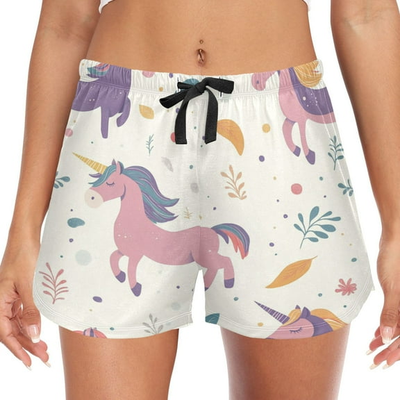 Women's Soft Sleep Shorts Relaxed Fit Lounge Pajama Bottoms Shorts for Women Pajama for Home and Comfort Unicorn Pattern