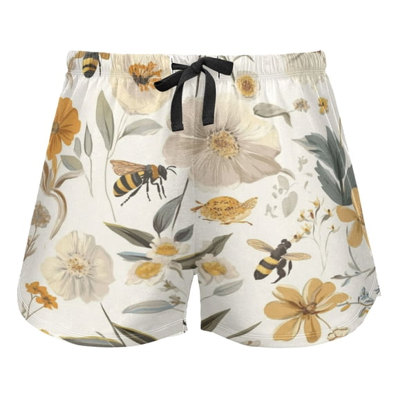 Women's Soft Sleep Shorts Relaxed Fit Lounge Pajama Bottoms Shorts for Women Pajama for Home and Comfort Various Flowers and Bees