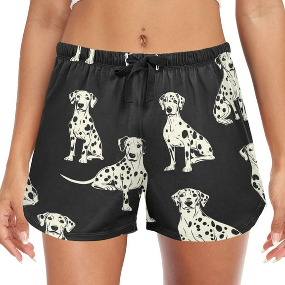 Women's Soft Sleep Shorts Relaxed Fit Lounge Pajama Bottoms Shorts for Women Pajama for Home and Comfort White Dalmatian Dogs