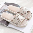 thumbnail image 1 of Women's Soft Slippers Open Toe Cotton Memory Foam Slip-on Home Shoes Linen House Slippers Use for Indoor Outdoor, 1 of 5