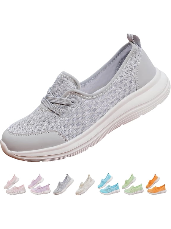 Women's Soft Sole Mesh Comfort Orthopedic Shoes with Arch Support Fit Hands Free Slip on Go Walking Slip Ins Sneakers Ladies Work Standing Tennis Loafers Summer Memory Foam Soft Wide Comfy Shoes