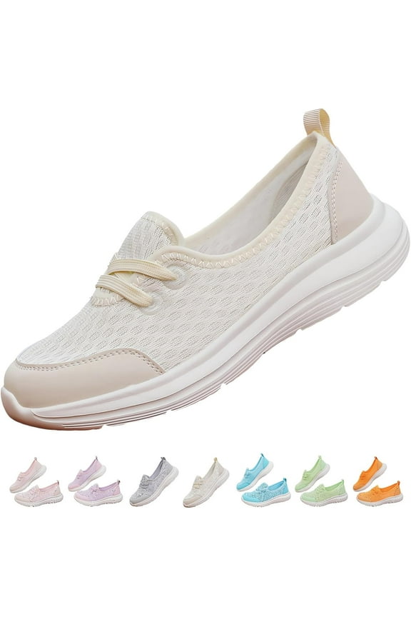 Women's Soft Sole Mesh Comfort Orthopedic Shoes with Arch Support Fit Hands Free Slip on Go Walking Slip Ins Sneakers Ladies Work Standing Tennis Loafers Summer Memory Foam Soft Wide Comfy Shoes