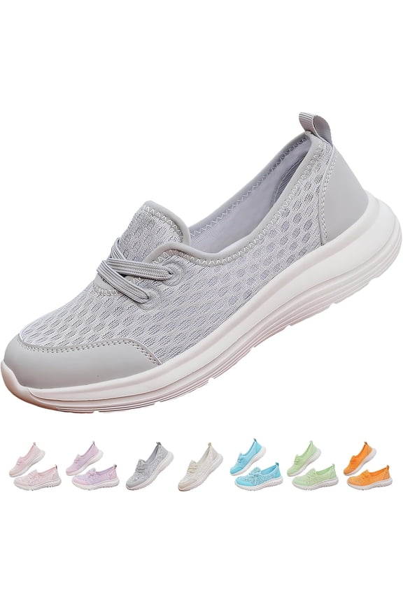 Women's Soft Sole Mesh Comfort Orthopedic Shoes with Arch Support Fit Hands Free Slip on Go Walking Slip Ins Sneakers Ladies Work Standing Tennis Loafers Summer Memory Foam Soft Wide Comfy Shoes