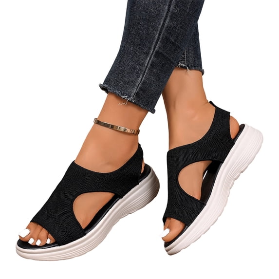 Women's Soft Sole Orthopedic Sandals, Lightweight Casual Open Toe Sport Sandals Women Summer Dressy Comfortable Platform Wedge Breathable Slip On Walking Tennis Shoes, 41
