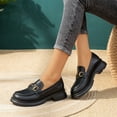 thumbnail image 1 of Women's Soft Sole Slip-On Chunky Heel Loafer Leather Shoes, 1 of 7
