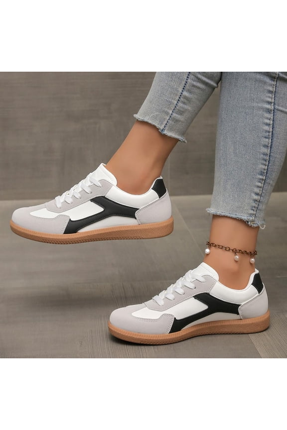 Women's Soft Sole Sneakers with Round Toe for Casual Comfort in Spring and Fall Outdoor Wear