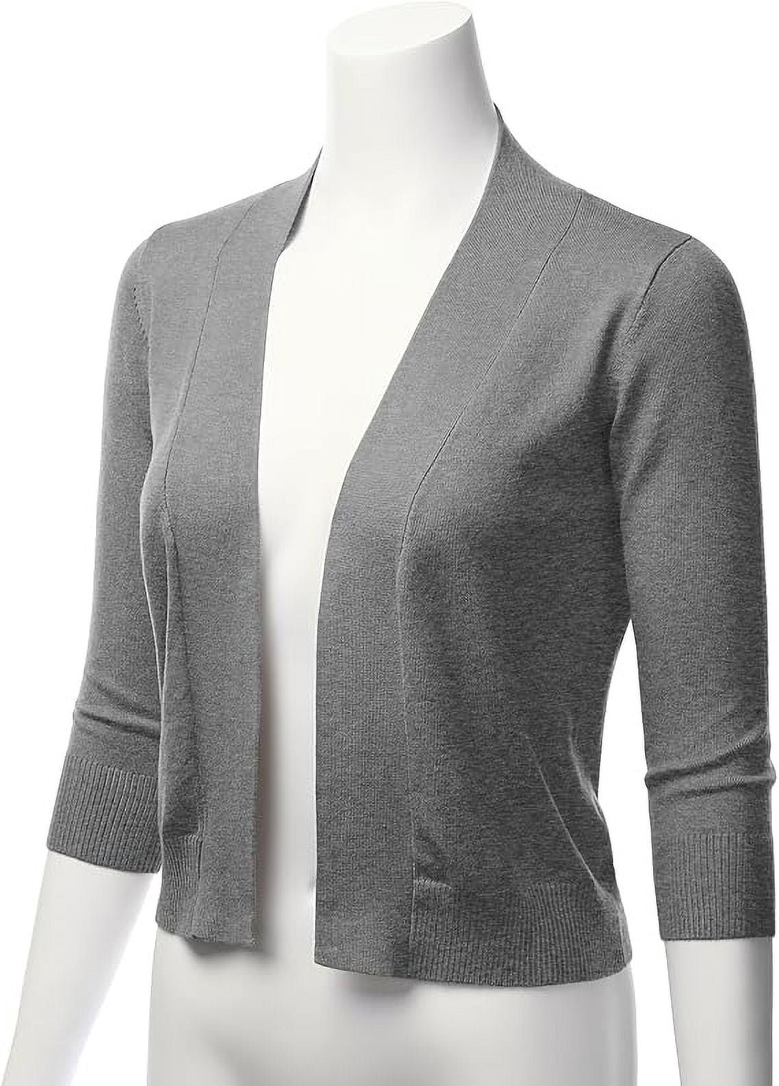 TheLovely Women's 3/4 Sleeve Solid Open Front Cropped Bolero Shurug ...