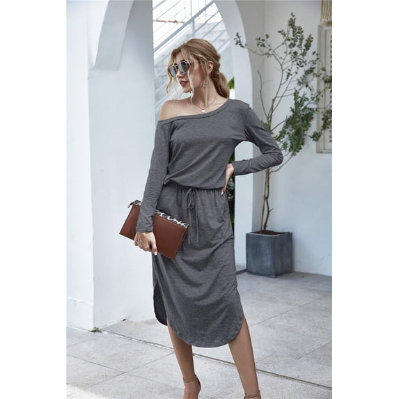 Women's Soft Special Off Shoulder Scoop Dress | 7 Colors