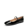 thumbnail image 1 of Women’s Soft Square Toe Mary Jane Ballerina Flats with Adjustable Ankle Strap, 1 of 5
