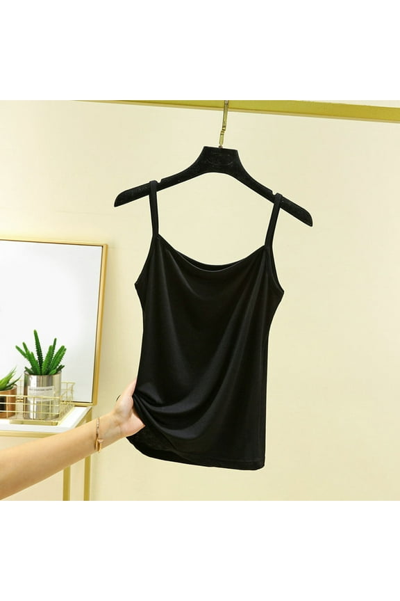 Women's Soft Strap Camisole Tank Top For Home And Casual Wear Comfortable Layering All Season Basic Undershirt Women Tops Womens Camisole Size Medium Padded Bra Tops for Women with Support Juniors