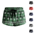 thumbnail image 1 of Women's Soft Stretch Flannel Christmas Print Drawstring Side Pocket Casual Pajama Shorts, Black, L, 1 of 4