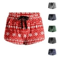 thumbnail image 1 of Women's Soft Stretch Flannel Christmas Print Drawstring Side Pocket Casual Pajama Shorts, Gray, XL, 1 of 4