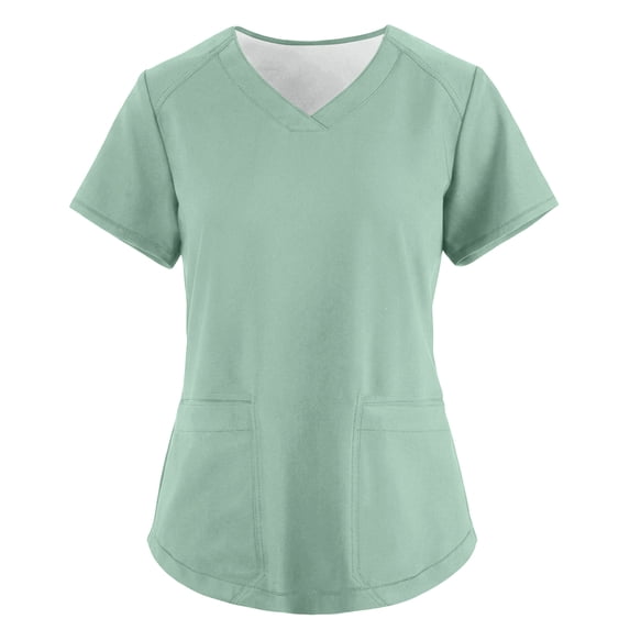 Women's Soft Stretch Scrub Top – Classic V-Neck with Pockets, Anti-Wrinkle & Comfortable Fit Light Green M
