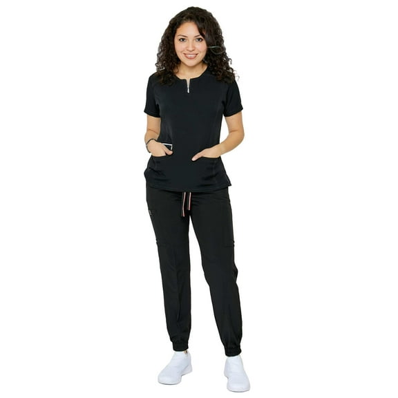 Women's Soft Stretch Silver Zipper Jogger Uniform - Style ST400-JR