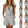 thumbnail image 1 of Women's Soft Stretchy Jumpsuit with Pockets, Mid Waisted Drawstring, Multipocket Casual Jumpsuit for Women, Lounge Beach Work Dresses Dressy, Womens | VerBelle,Blue L, 1 of 9
