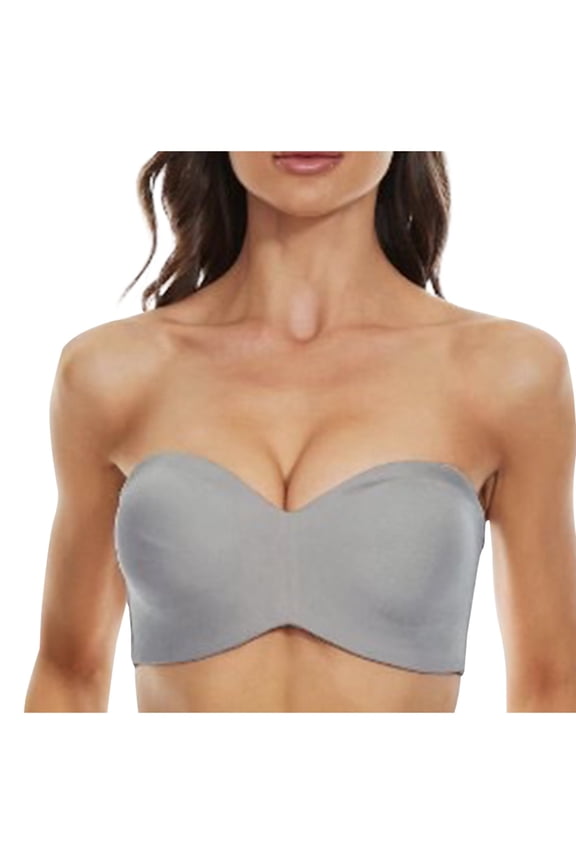 Women's Soft Supportive Seamless Solid Color Detachable Sling Beautiful Back Ventilate Strapless Type E Cup Bra No-Slip Everyday Bra for Women