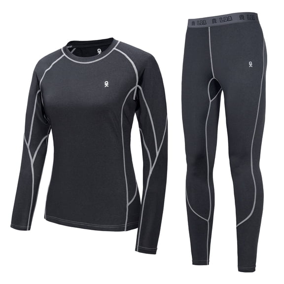 Women's Soft Thermal Underwear Long Johns Set Active Performance Top & Bottom Base Layer Black XS