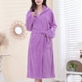 thumbnail image 1 of Women's Soft Towel Robe，long Bath Robe After Shower Absorbent Spa Bathrobes with Pockets Purple One Size, 1 of 4
