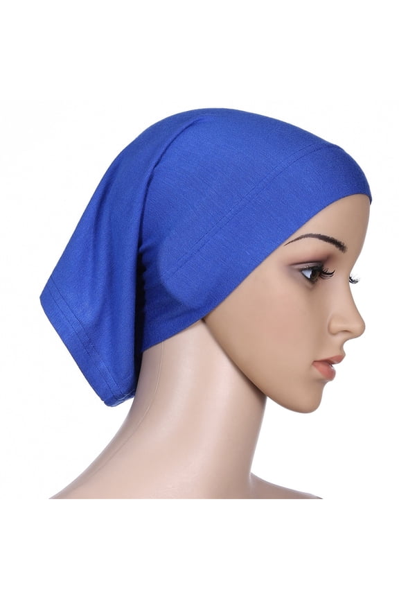 Women's Soft Tube Hat Scarf Solid Color Short Muslim Breathable Solid Cotton Hijab Cap Head Cover Under Scarf Shawl Adjustable Stretch Turban Hat One Size