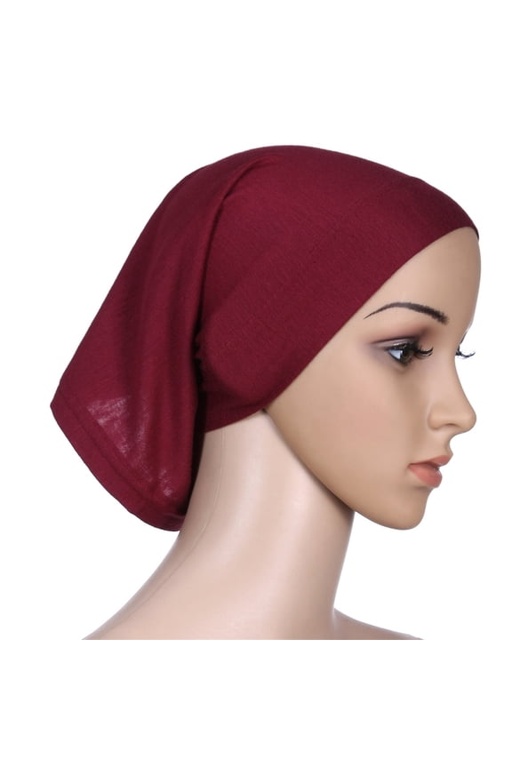 Women's Soft Tube Hat Scarf Solid Color Short Muslim Breathable Solid Cotton Hijab Cap Head Cover Under Scarf Shawl Adjustable Stretch Turban Hat One Size