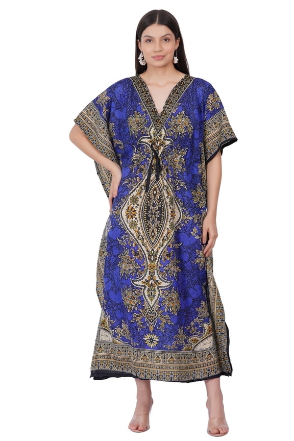 Women’s Soft Viscose Kaftan Dress, Breathable Loose Fit Beachwear Casual Home & Resort Wear