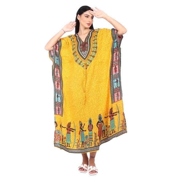 Women’s Soft Viscose Kaftan Dress, Breathable Loose Fit Beachwear Casual Home & Resort Wear
