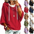 thumbnail image 1 of Women's Soft Waffle Knit Hoodies Oversized 3/4 Dolman Sleeve Hooded Sweatshirt Loose Casual Pullover Tops Fall Fashion Outfits White, 1 of 6