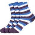 thumbnail image 1 of BambooMN Women's Soft Warm Microfiber Fuzzy Solid/Heart/Stripe Socks - D3 (Stripes) - 3 Pairs, 1 of 7