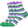 thumbnail image 1 of BambooMN Women's Soft Warm Microfiber Fuzzy Solid/Heart/Stripe Socks - F3 (Stripes) - 3 Pairs, 1 of 7
