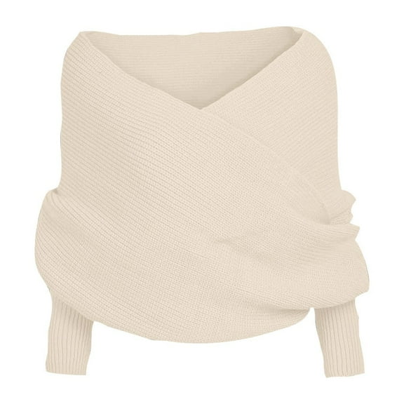 Women's Soft Winter Knit Long Sleeve Crochet Shawl Scarf Blouse Comfortable Stylish Casual T-Shirt Top