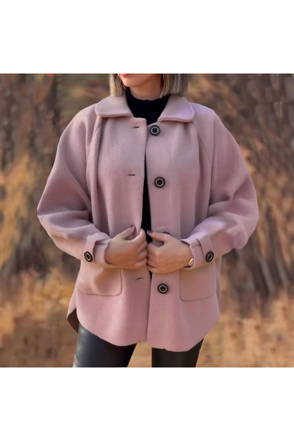 Women's Soft Wool Button Down Coat With Pockets Stylish And Warm Outerwear For Fall Winter plus Size Womens Coat Womens Heavy Winter Coat Women Fall Fashion Double Name Coats for Women plus Size Large