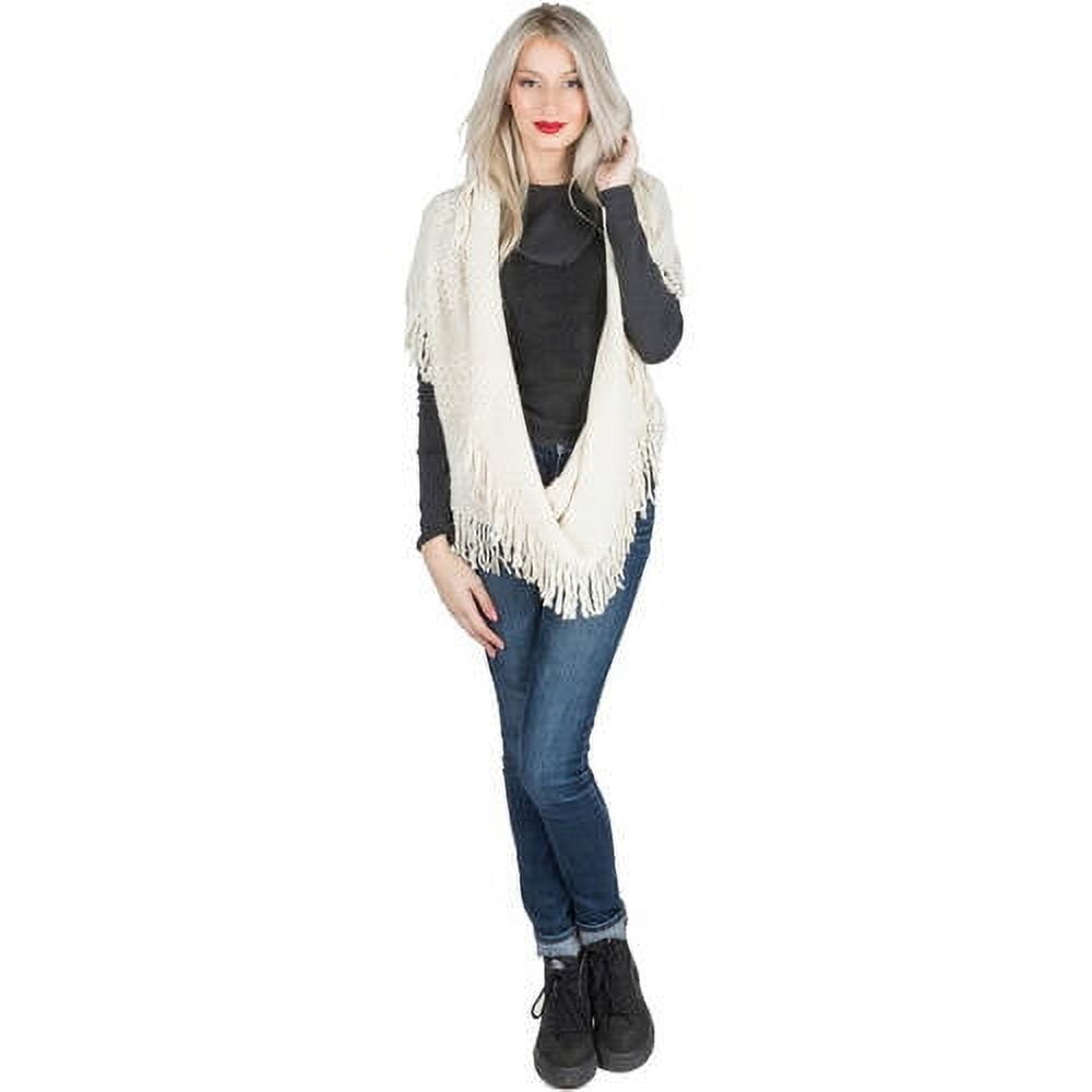 Women's Soft Woven Infinity Wrap Shawl Scarf with Frills [Adult Size]