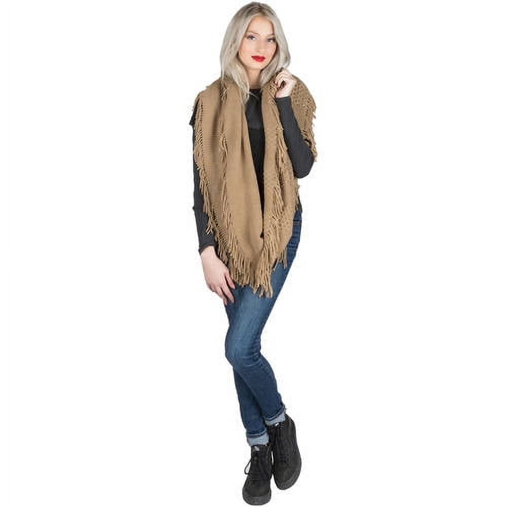 Women's Soft Woven Infinity Wrap Shawl Scarf with Frills [Adult Size]