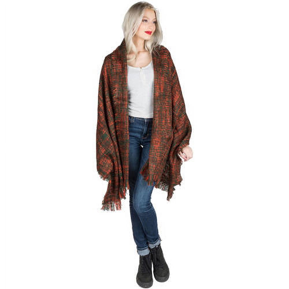 Women's Soft Woven Oversized Wrap Shawl Grid Blanket Scarf [Adult Size]