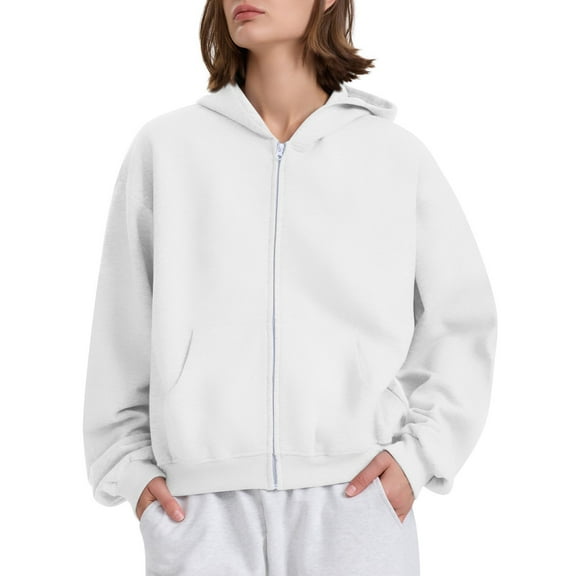 Women's Soft Zip-Up Hoodie with Pockets, Comfortable Casual Sweatshirt, Perfect for Everyday Wear