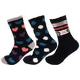 thumbnail image 1 of Women's Soft and Cozy Extra Large Fuzzy Assorted Crew Socks, 3 Pairs, Assortment H, 1 of 5