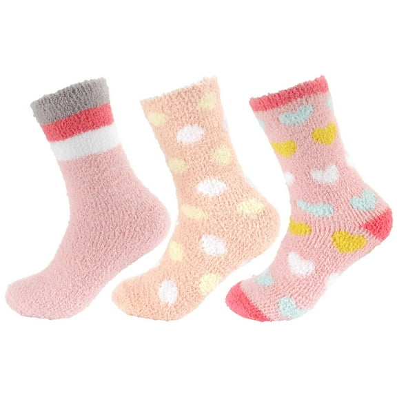 Women's Soft and Cozy Fuzzy Assorted Crew Socks, 3 Pairs, Assortment F