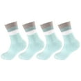 thumbnail image 1 of Women's Soft and Cozy Fuzzy Crew Socks, 4 Pairs, Color 18 Solid Stripes Aqua, 1 of 5