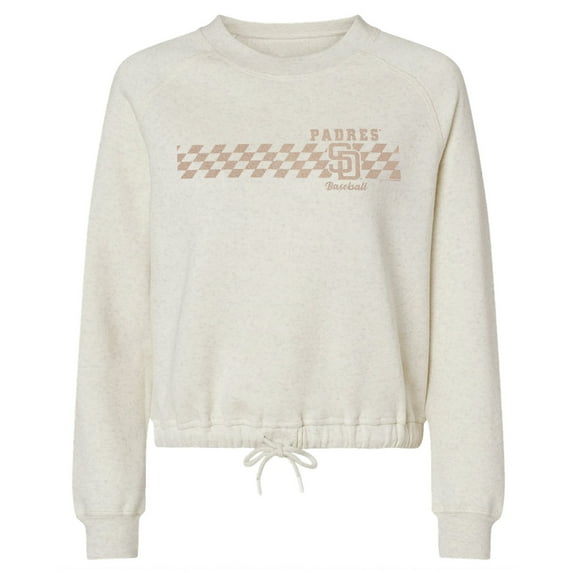Women's Soft as a Grape Natural San Diego Padres Tonal Checkered Sweatshirt