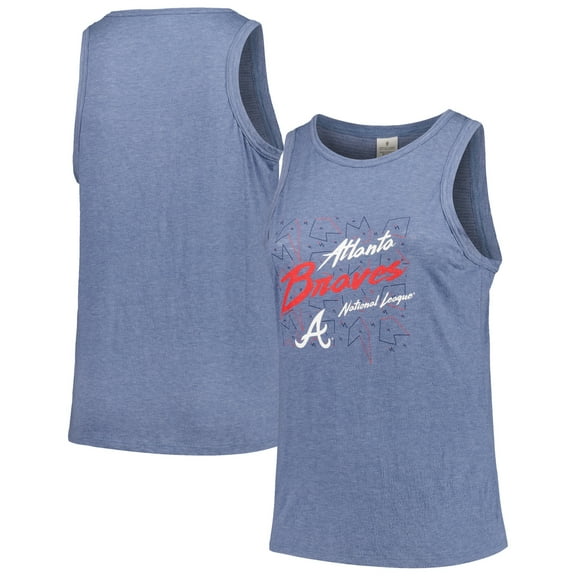 Women's Soft as a Grape Navy Atlanta Braves Plus Size Curvy High Neck Tri-Blend Tank Top